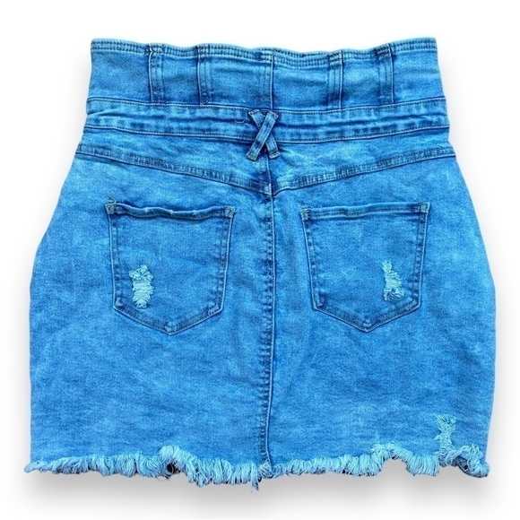 ALMOST Famous Button Front High Waisted Denim Jean Mini Skirt | Size 13 - Picture 3 of 7